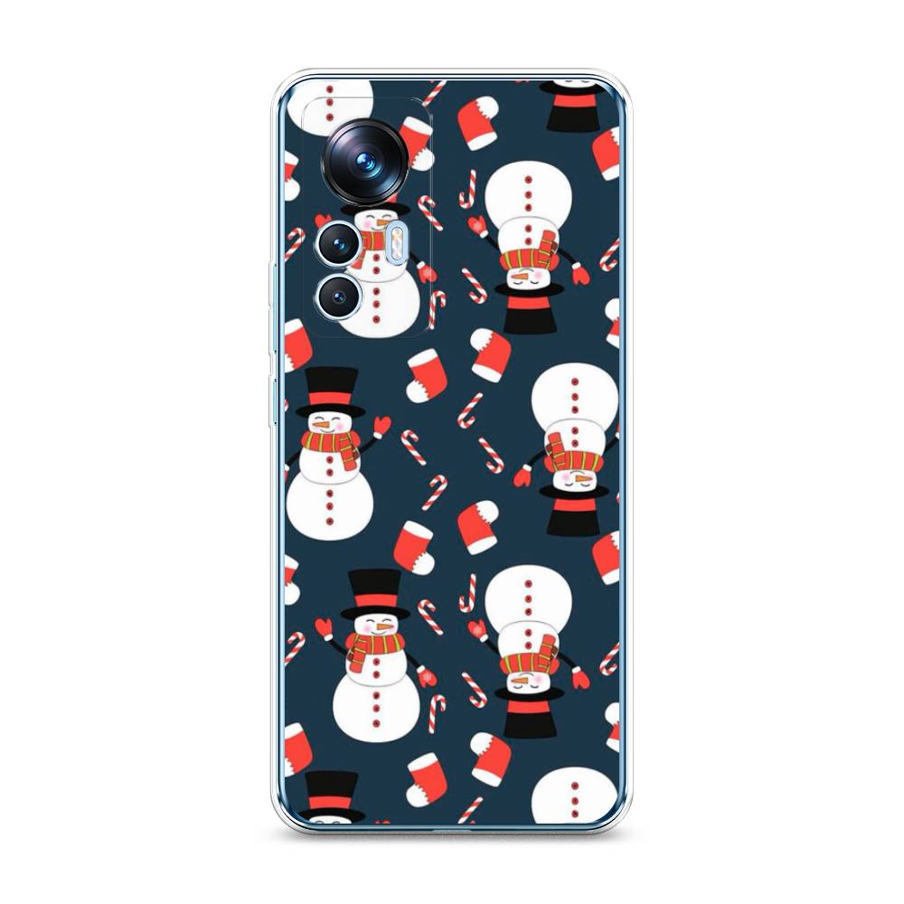 

Чехол на Xiaomi 12T "Синие снеговики", Синий;белый;красный, 316650-5