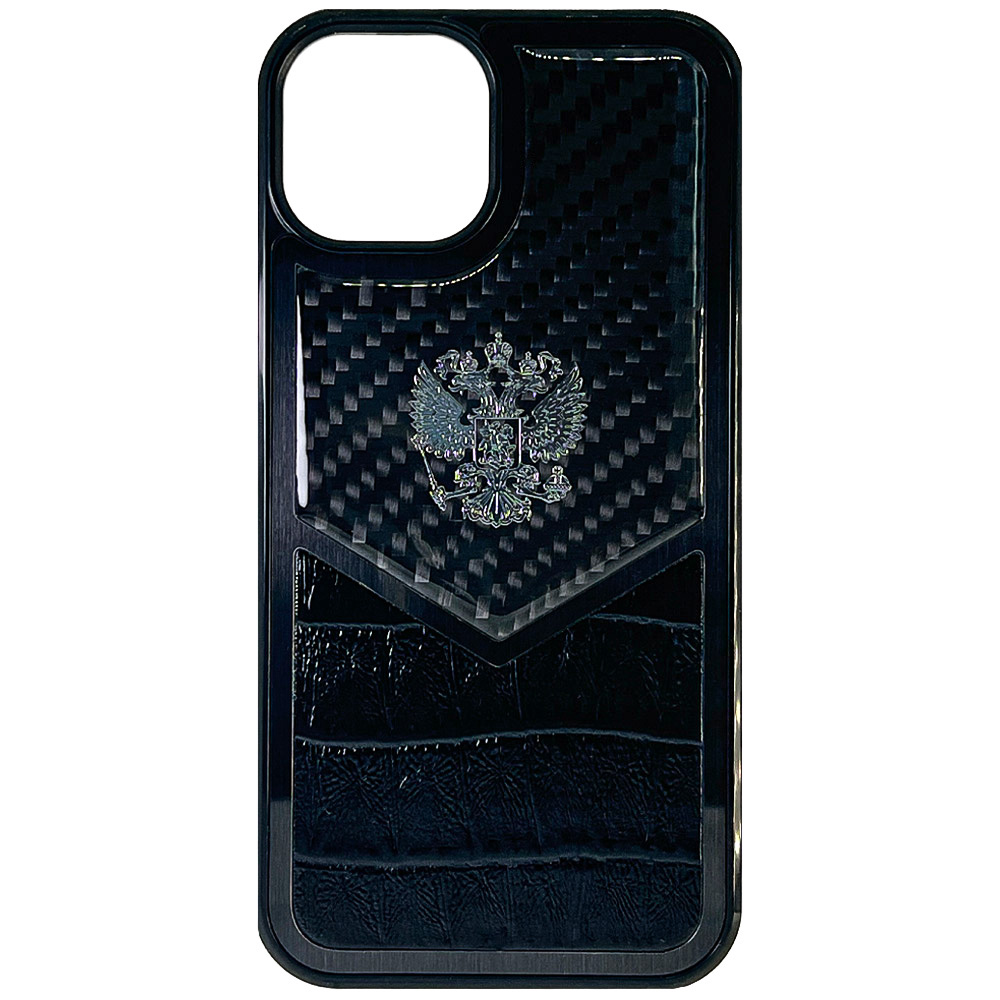 

Чехол с гербом РФ кожа-карбон Delta для iPhone 12 Pro/12, iGrape (Черный), Чехол