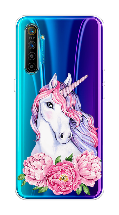 

Чехол на Realme XT "Единорог с пионами", Розовый;белый;зеленый, 251450-1