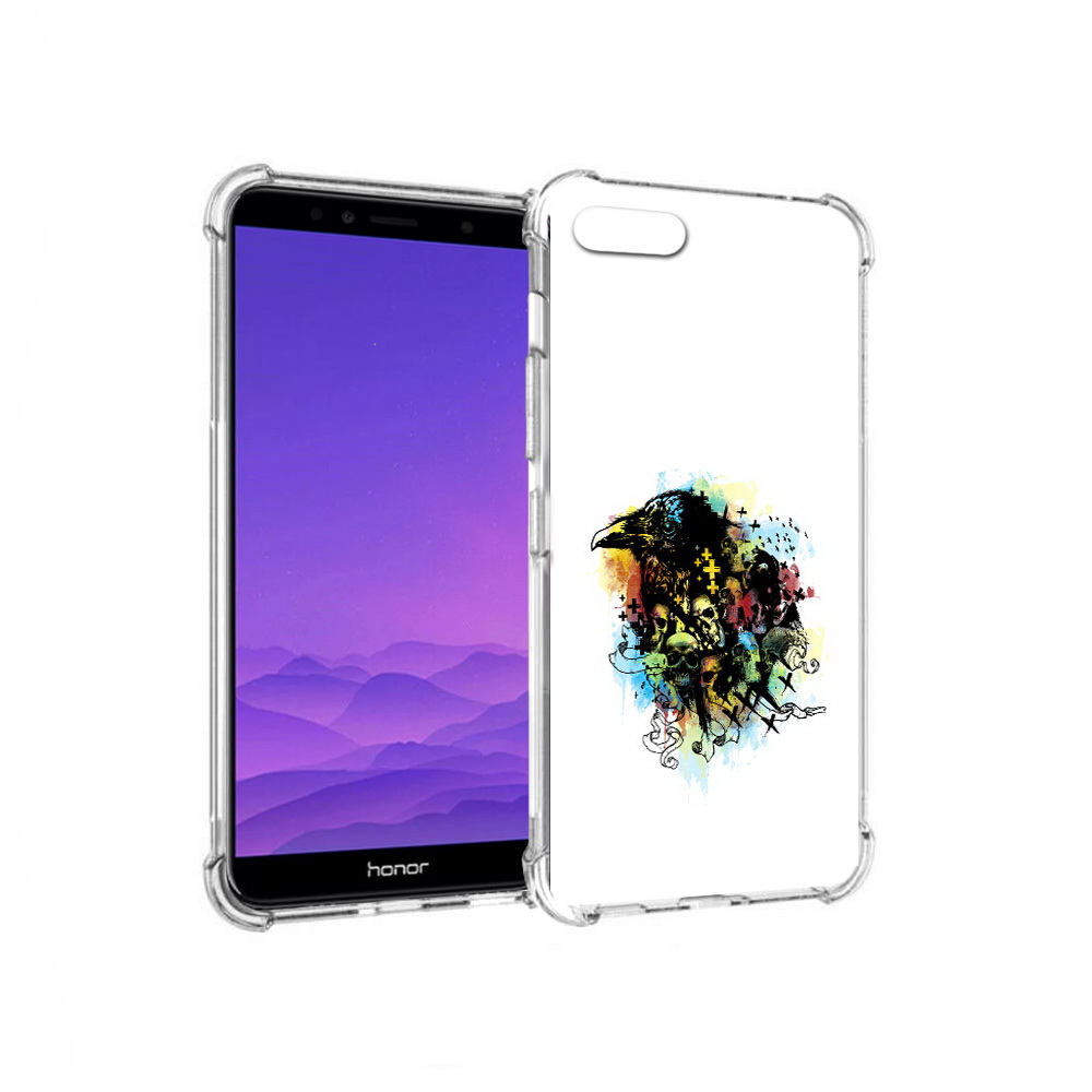 

Чехол MyPads Tocco для Honor 7A ворон и черепа (PT111206.25.273), Прозрачный, Tocco