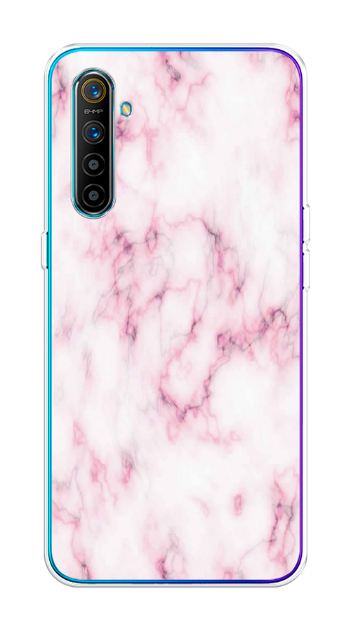 

Чехол на Realme XT "Мрамор с розовым", Белый;розовый, 251450-1