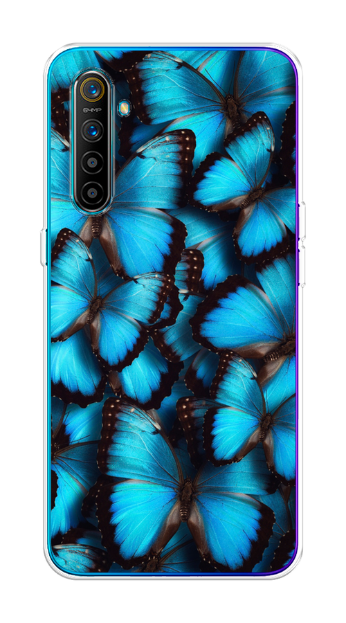 

Чехол на Realme XT "Тропическая бабочка 2", Голубой;черный, 251450-1