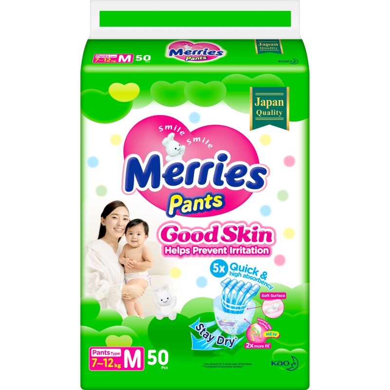 фото Подгузники-трусики merries good skin m 7-12 кг, 50 шт