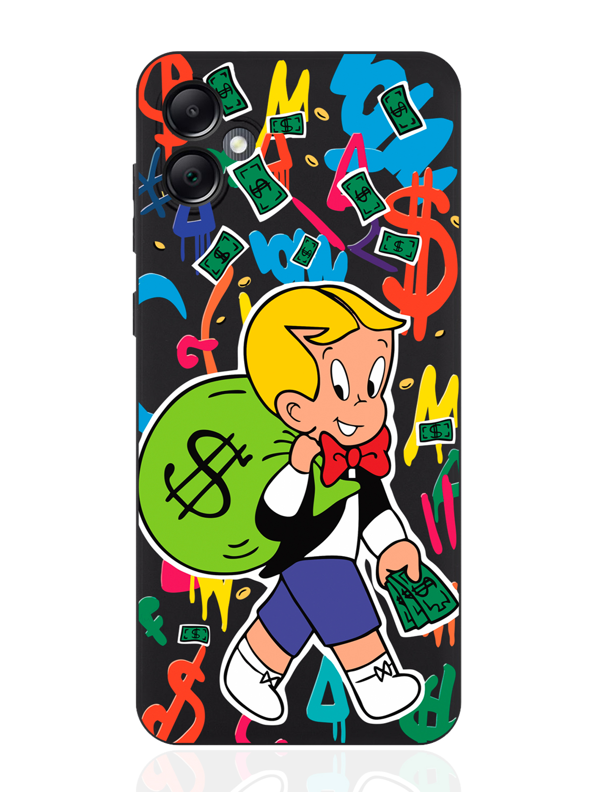 

Чехол для смартфона Samsung A05 черный силиконовый Monopoly Richie Rich, Samsung
