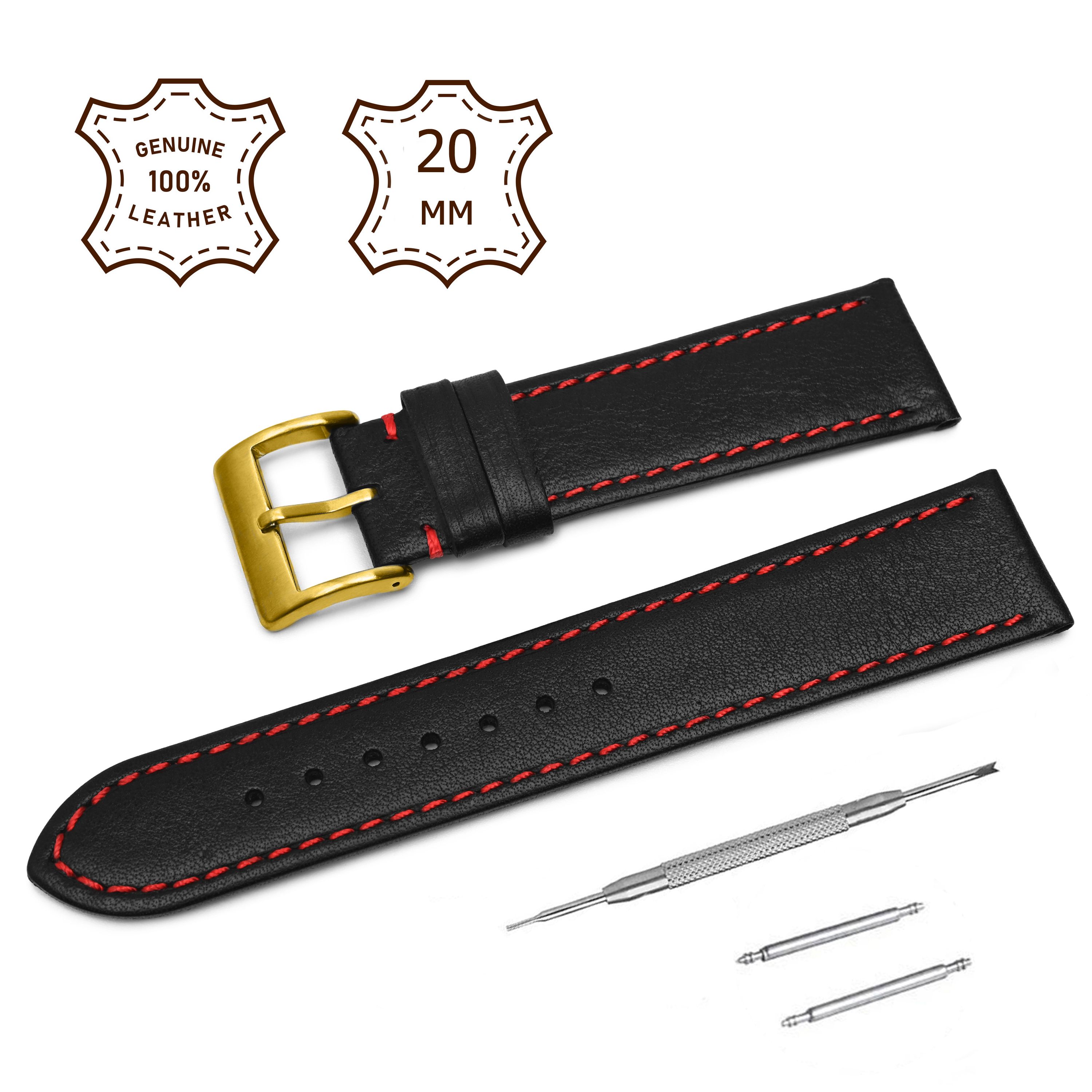 

Ремешок из двух частей унисекс Axiver LE-A черный/красный/цвет пряжки желтый, LE-A