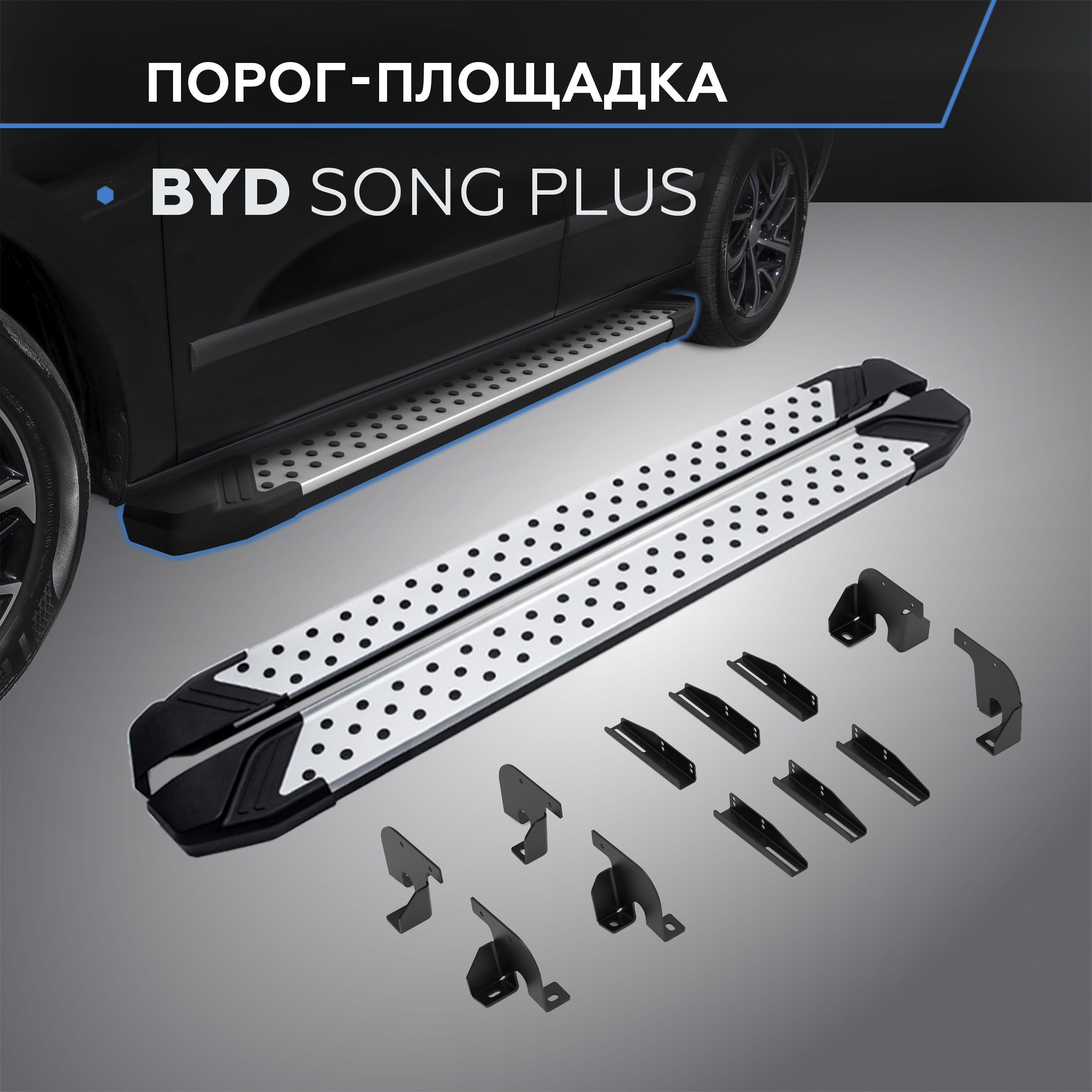 

Пороги на автомобиль Bmw-Style круг Rival BYD Song Plus I пок.рест. 2023-, D180AL.0701.1, D180AL.0701.1