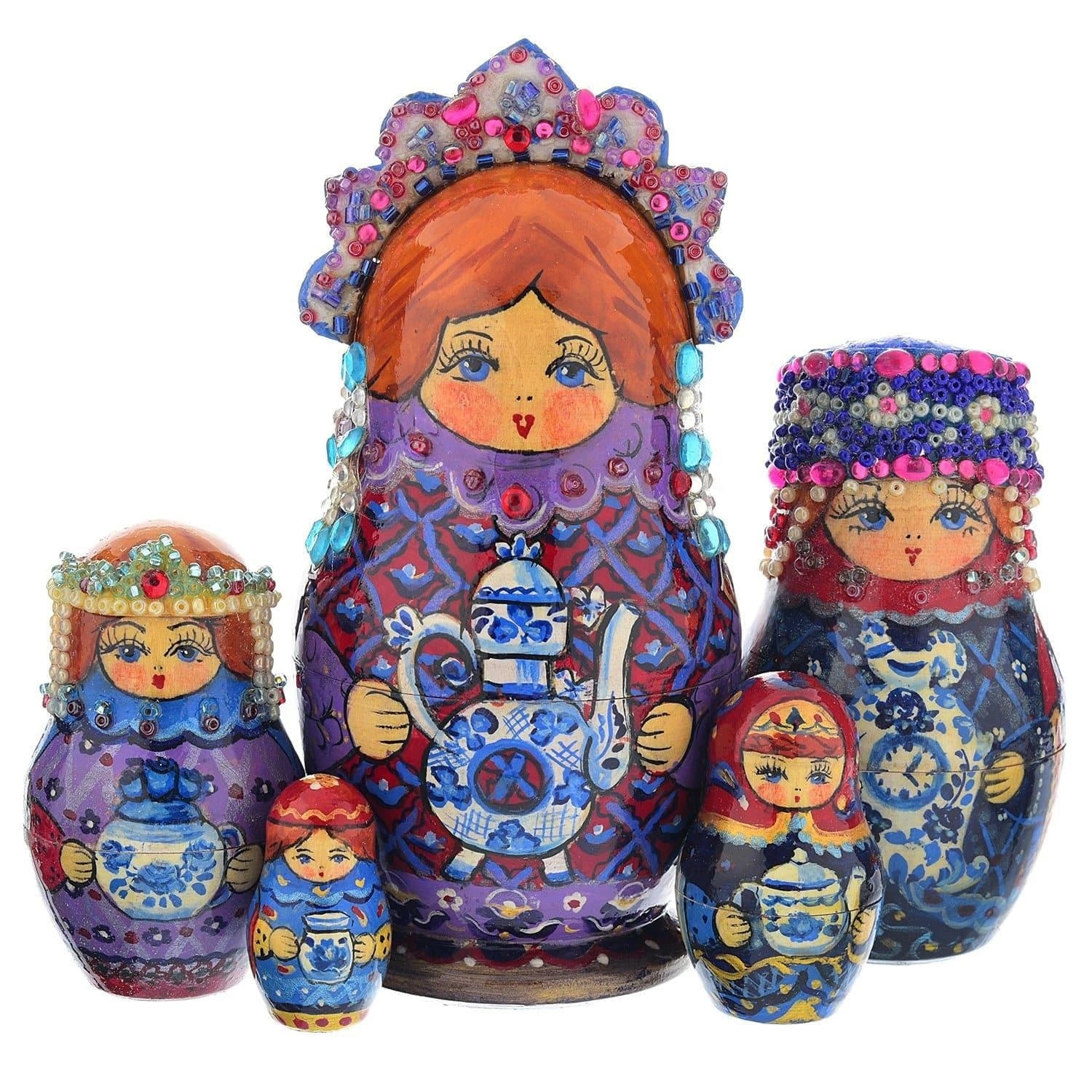

Матрешка "Гжель" 5 мест, Разноцветный