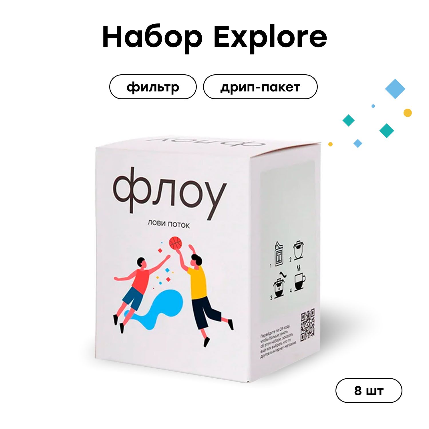 Дрип кофе ФЛОУ Explore, 8 шт по 12 г