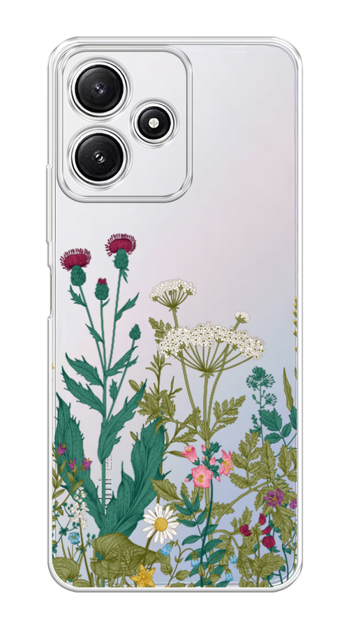 

Чехол на Xiaomi Redmi 12 5G/Redmi 12R "Дикие полевые цветы", Зеленый;розовый;белый, 319650-1