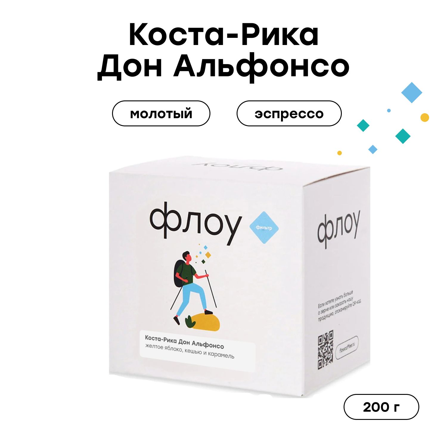 Кофе молотый ФЛОУ Коста-Рика Дон Альфонсо, 200 г