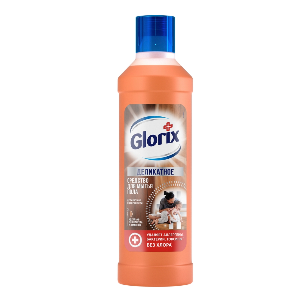 фото Универсальное чистящее средство для мытья полов glorix деликатные поверхности 1 л