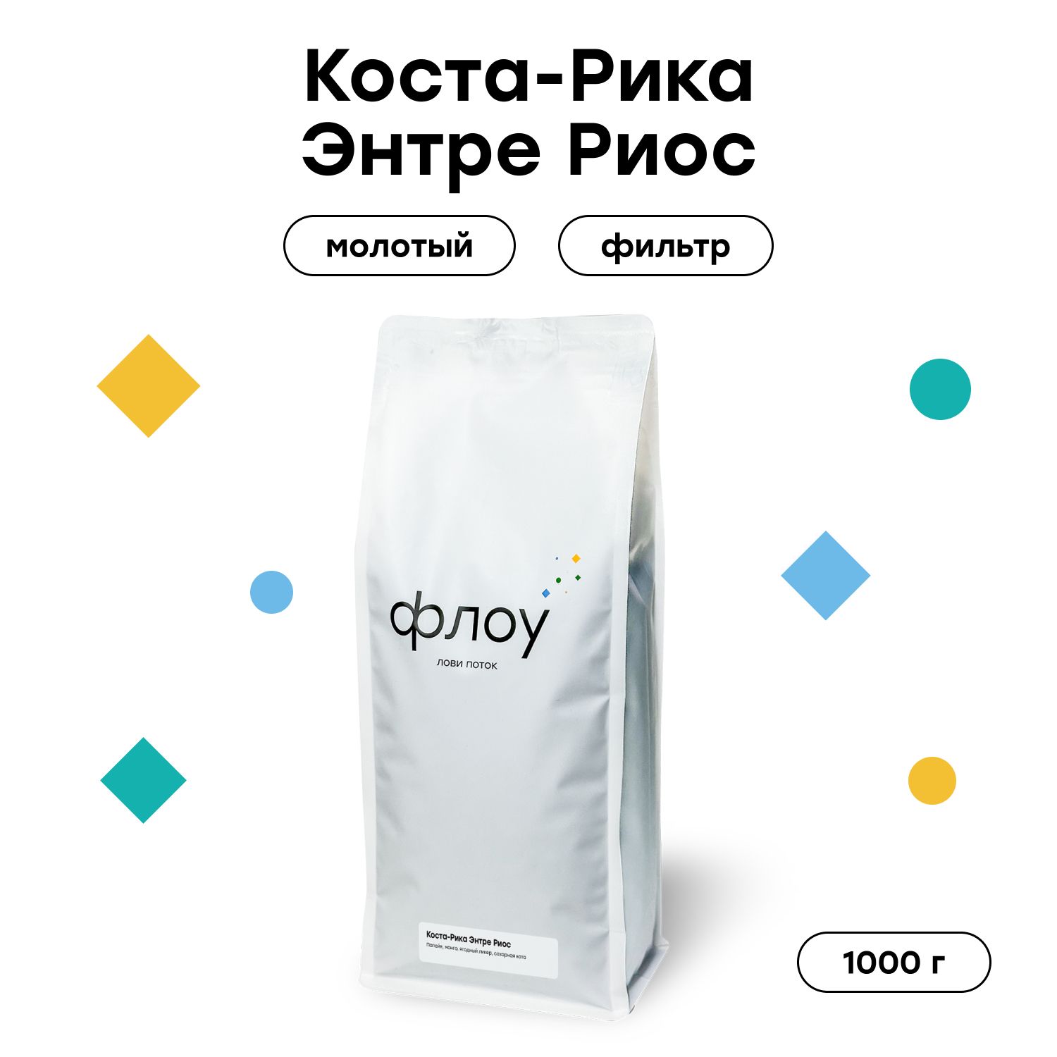 Кофе молотый ФЛОУ Коста-Рика Энтре Риос, 1000 г