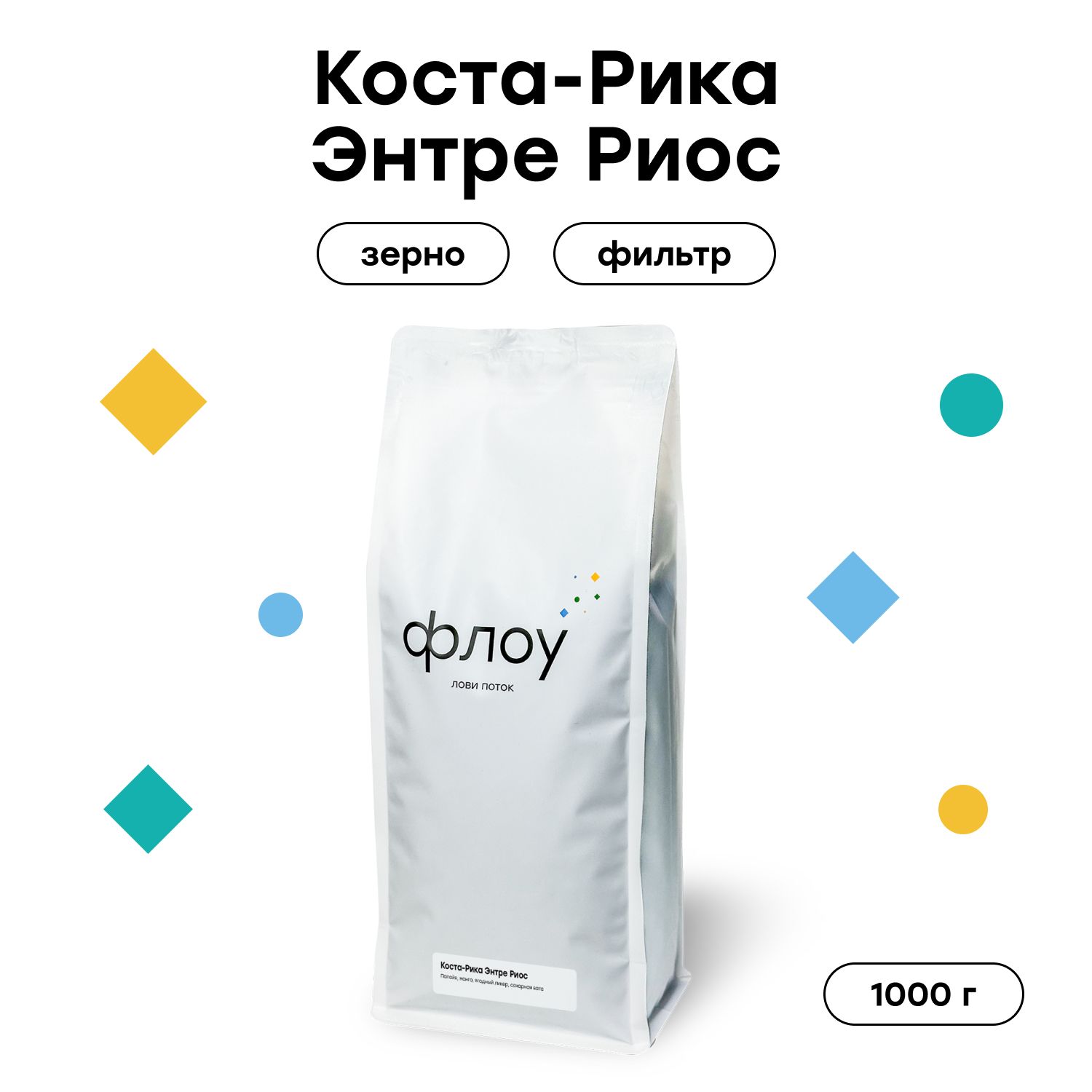 Кофе в зернах ФЛОУ Коста-Рика Энтре Риос, 1000 г