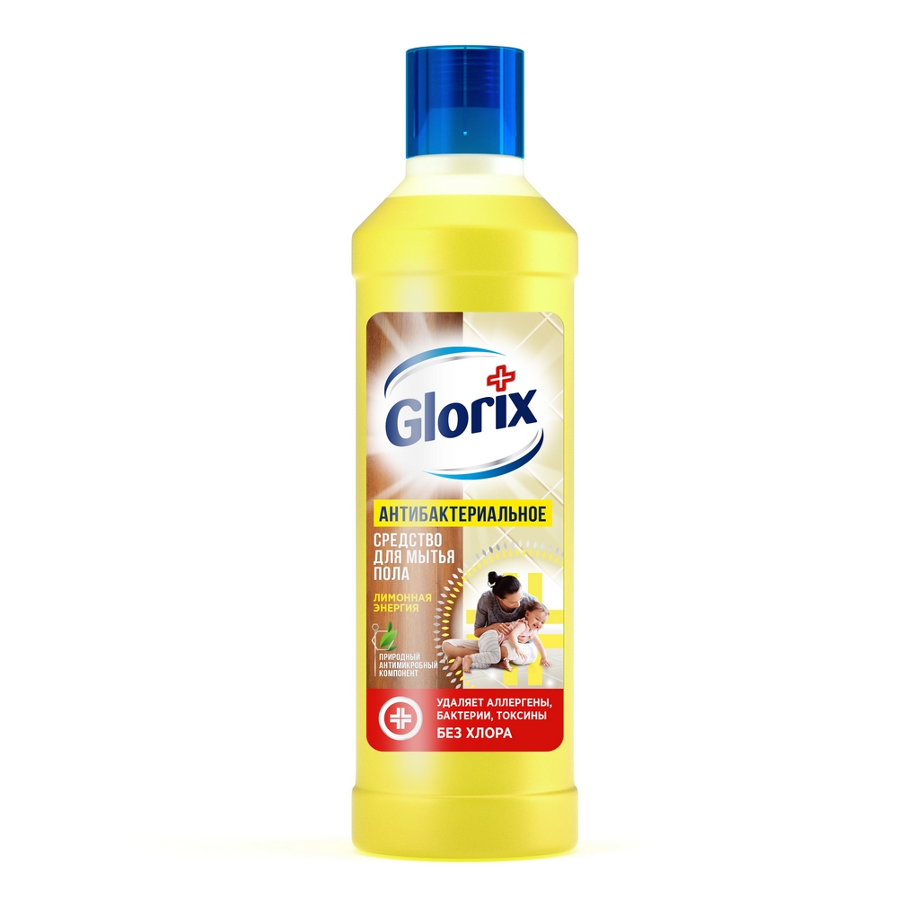 фото Универсальное чистящее средство для мытья полов glorix лимонная энергия 1 л