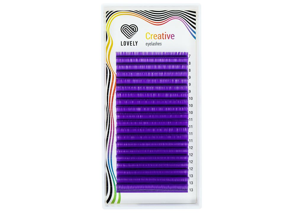 

Ресницы Цветные Lovely, Фиолетовые, D, 0.10, 7-13 mm, 20 линий, Фиолетовый