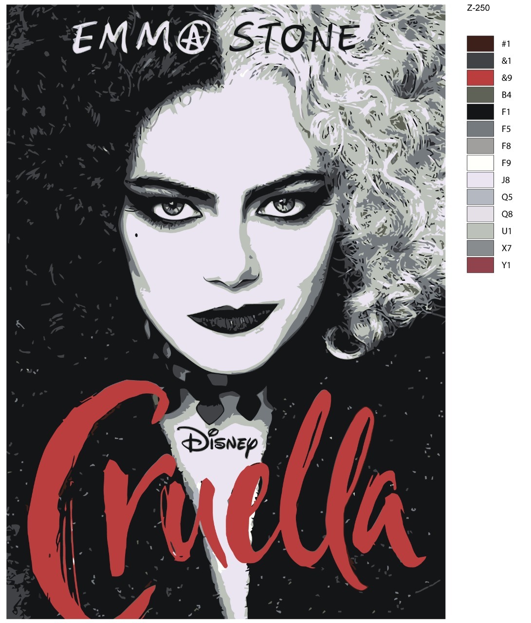 

Картина по номерам BRUSHES-PAINTS Z-250, Эмма Стоун Круэлла