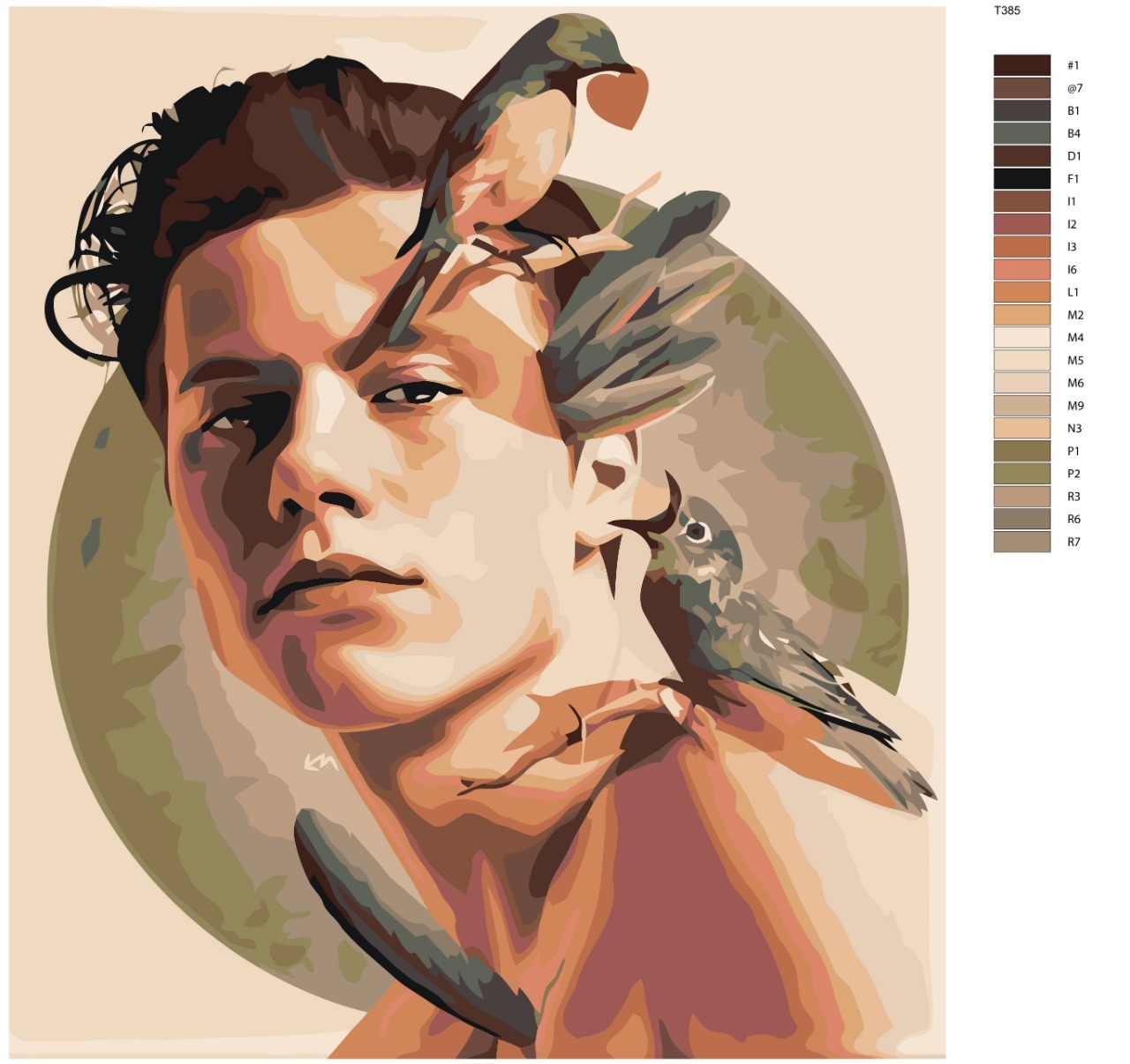 

Картина по номерам BRUSHES-PAINTS Т385, Красивый парень и воробьи