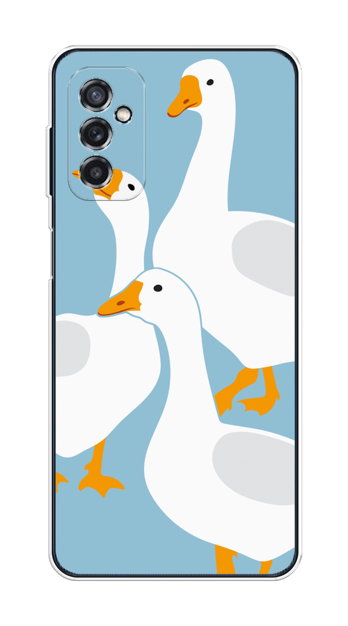 

Чехол на Samsung Galaxy M52 "Гусиное трио", Голубой;белый;серый;желтый, 2104350-1