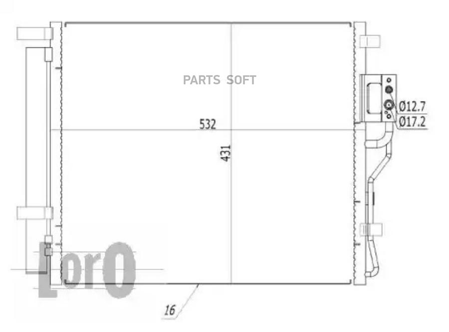 

Радиатор Кондиционера Hyundai Santa Fe Cm 06- 2.0 Crdi (С Осушителем) LORO арт.