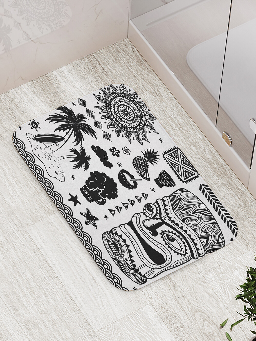 

Коврик противоскользящий JoyArty "Гавайский орнамент" для ванной, сауны, бассейна, 77х52см, Гавайский орнамент