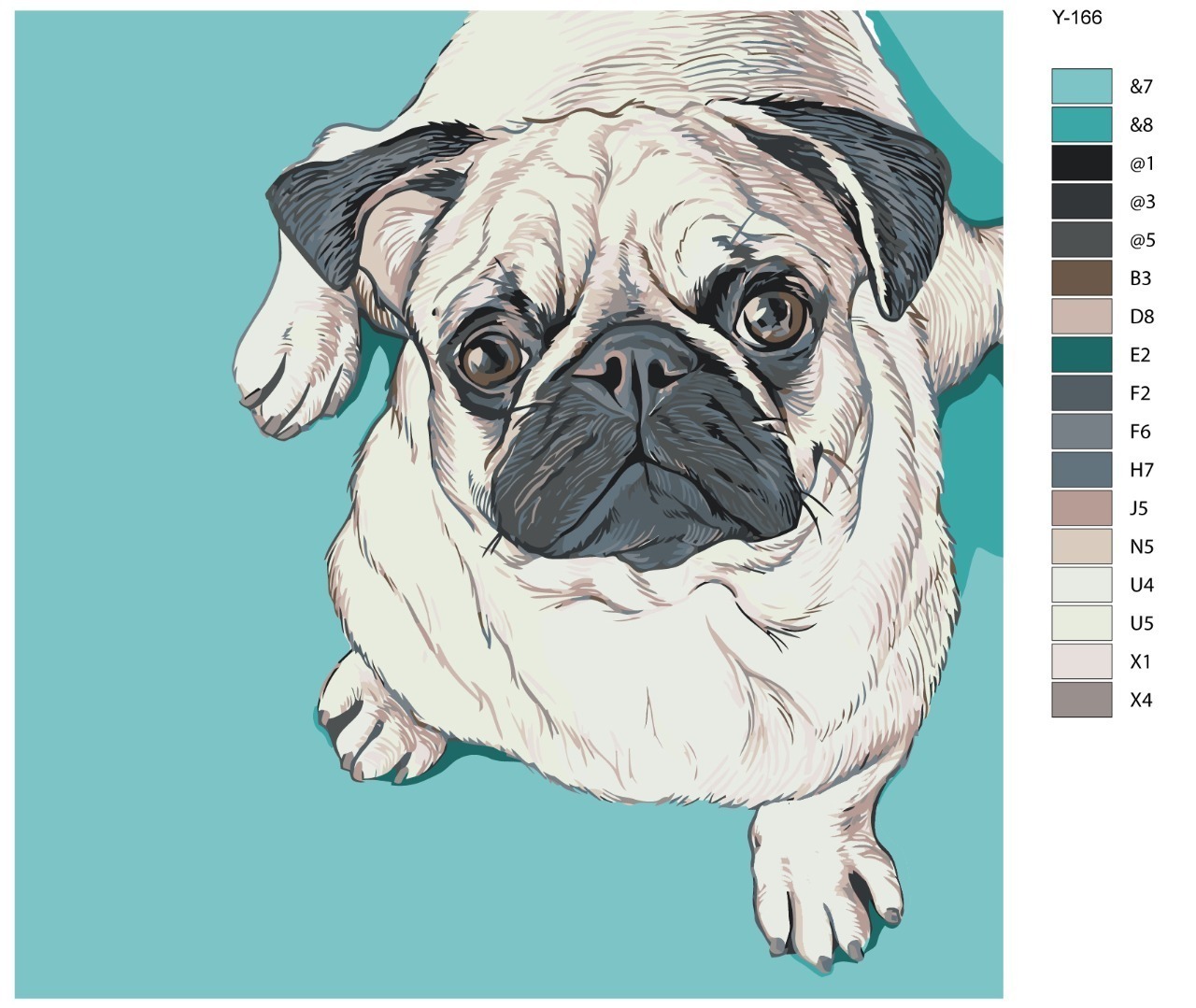 

Картина по номерам BRUSHES-PAINTS Y-166, Пухлый мопс. Собака