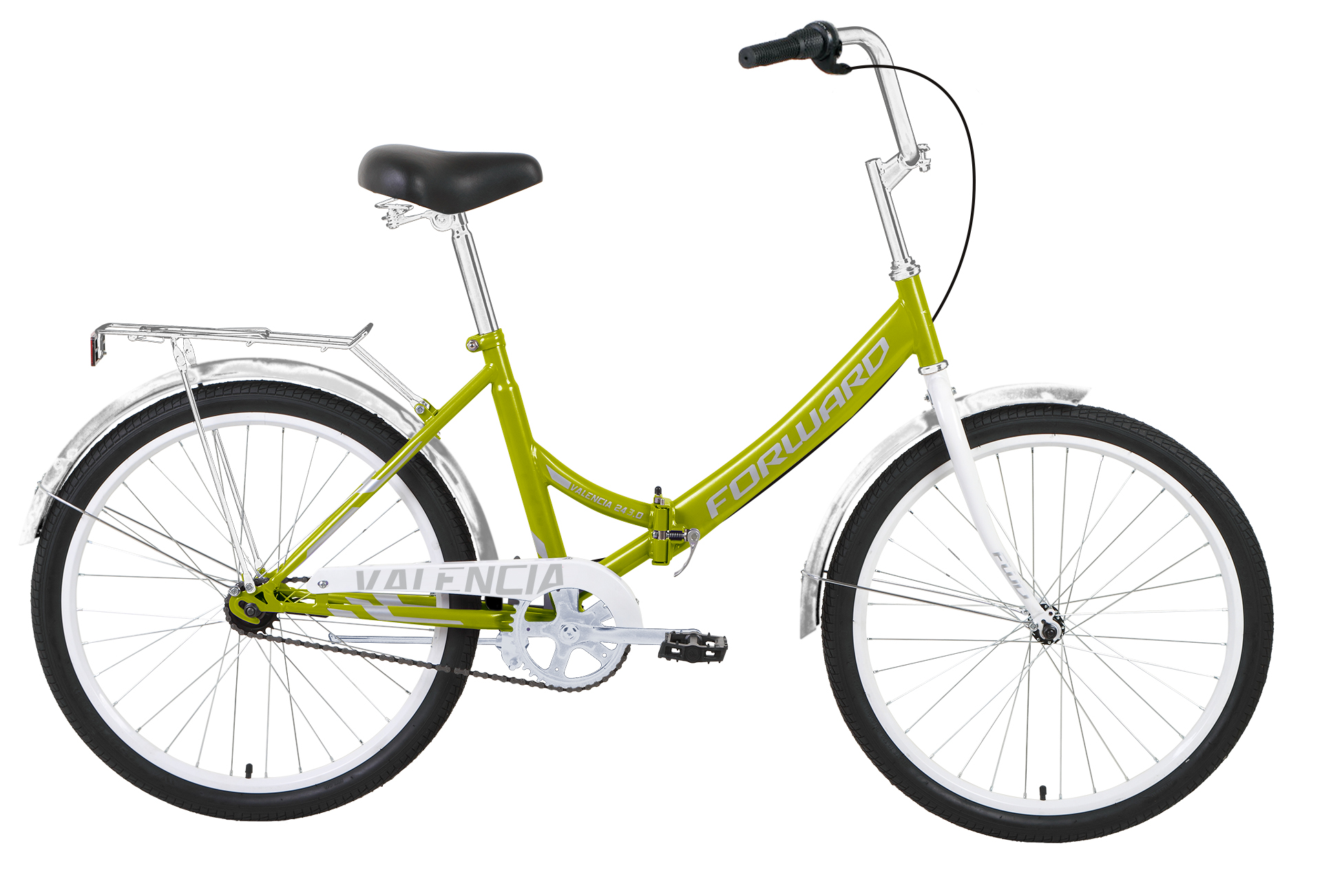 Велосипед Forward Valencia 3.0 3 скорости, ростовка 16, зеленый/серый, серый, 24,