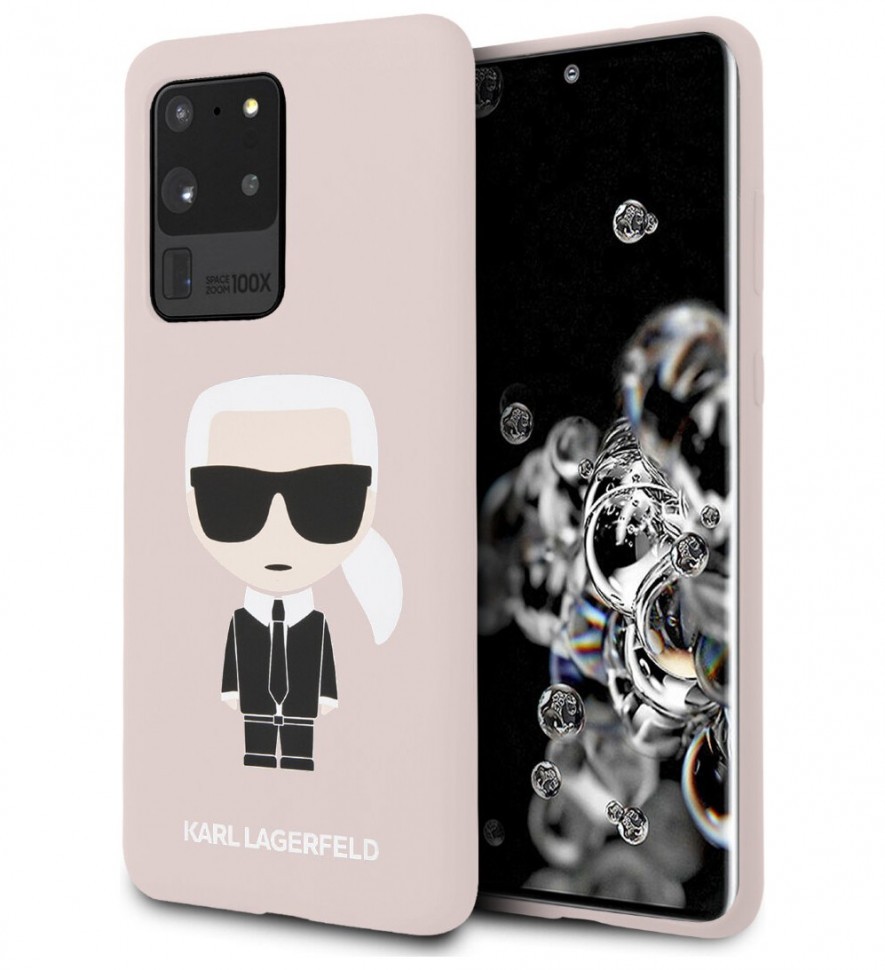 фото Чехол cg mobile karl lagerfeld liquid silicone iconic karl hard galaxy s20 ultra розовый