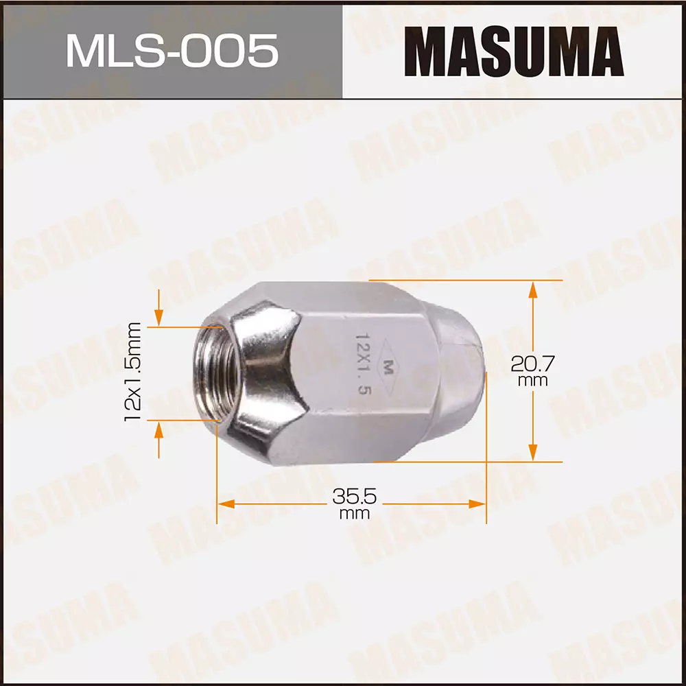 Masuma Mls005 Гайка Колесная М12Х1,5 (R) 36,0Х20,7Х32,0 (20 шт)