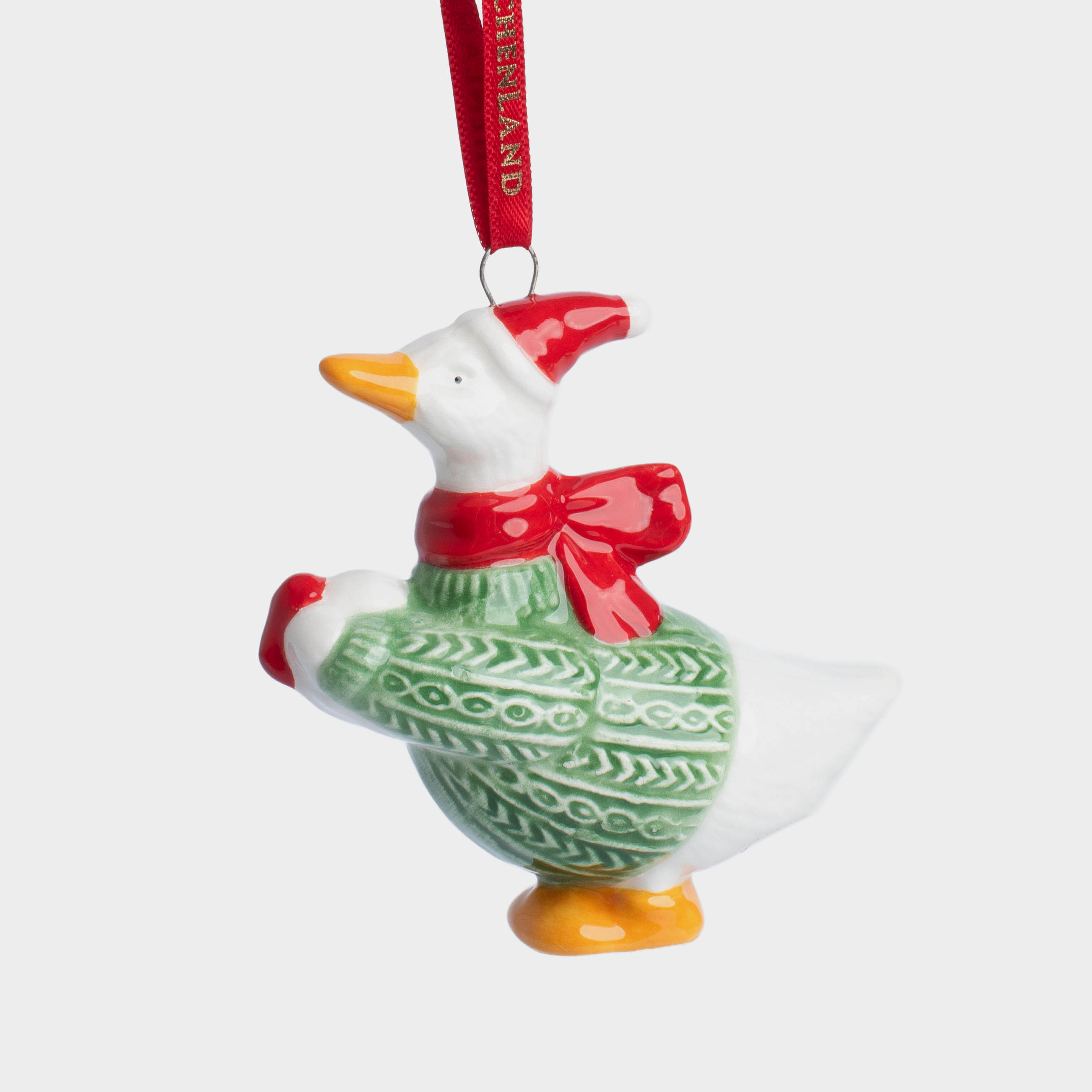 

Игрушка елочная, 7 см, керамика, Гусь в свитере, Figure christmas, Разноцветный