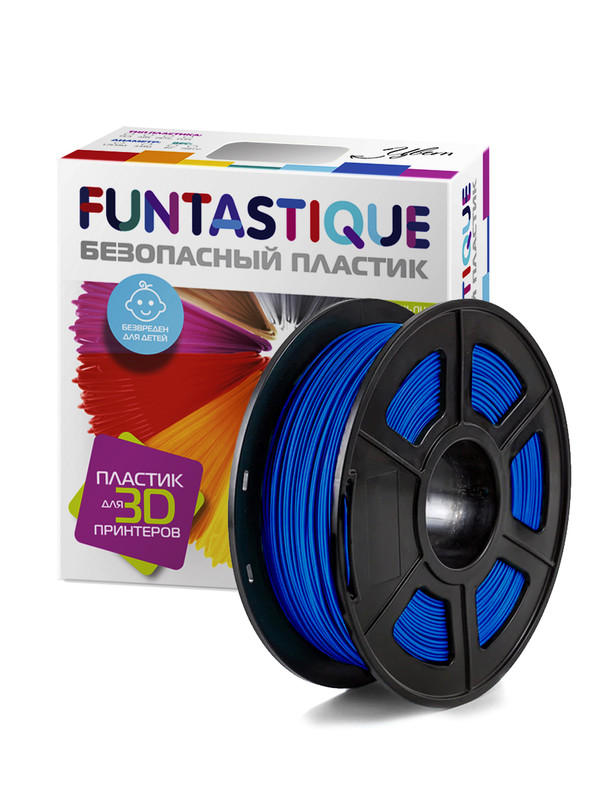 фото Пластик в катушке funtastique (abs,1.75 мм,1 кг), синий