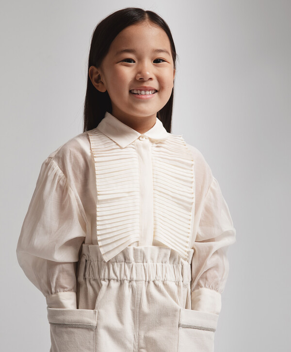 

Блузка с длинным рукавом из органзы цвета экрю Gulliver Select, 128, 223GLEGC2201, Бежевый, 223GLEGC2201