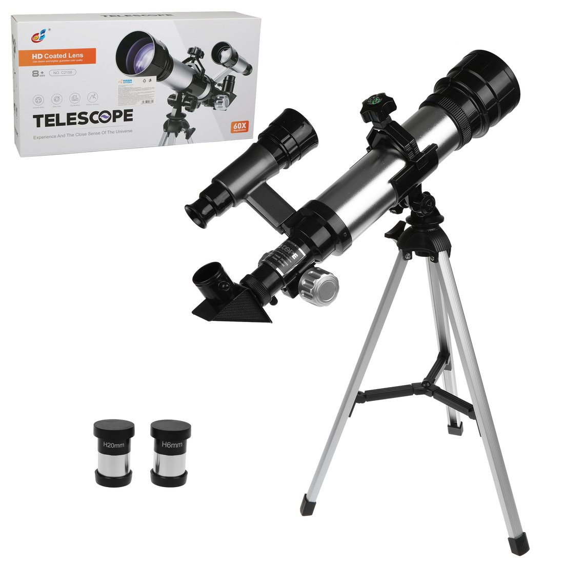 Телескоп детский Наша Игрушка 60х увеличение, 3 объектива арт. 800664 крышка tokina для объектива at x17 35f4 0 profx 82 мм