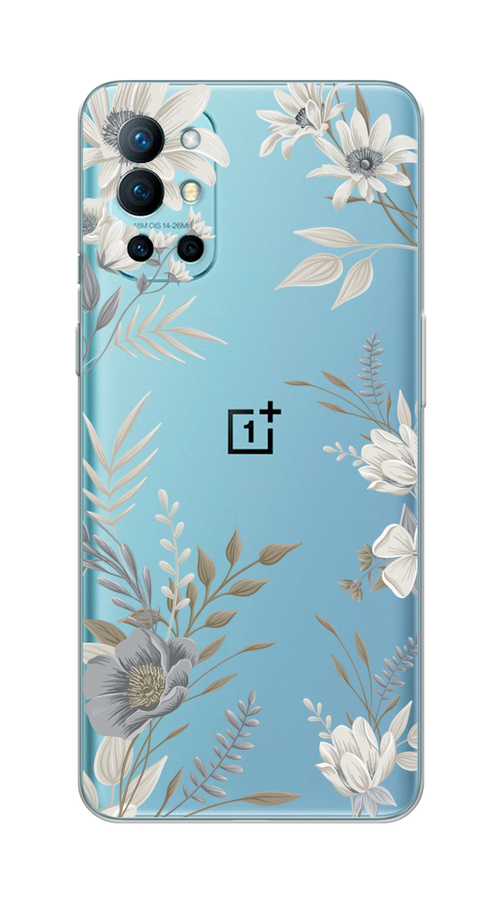 

Чехол на OnePlus 9R "Цветы сепия", Серый;прозрачный;зеленый;белый, 151650-1