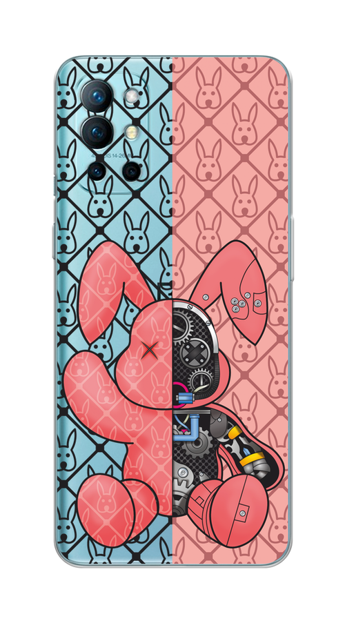 

Чехол на OnePlus 9R "Киборг-заяц розовый", Розовый;прозрачный;черный, 151650-1