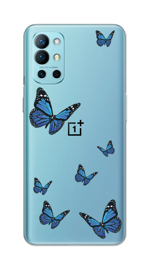 

Чехол на OnePlus 9R "Blue butterflies", Синий;черный, 151650-1