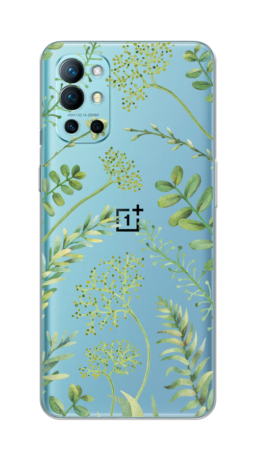 

Чехол на OnePlus 9R "Green Leaves", Зеленый;прозрачный, 151650-1
