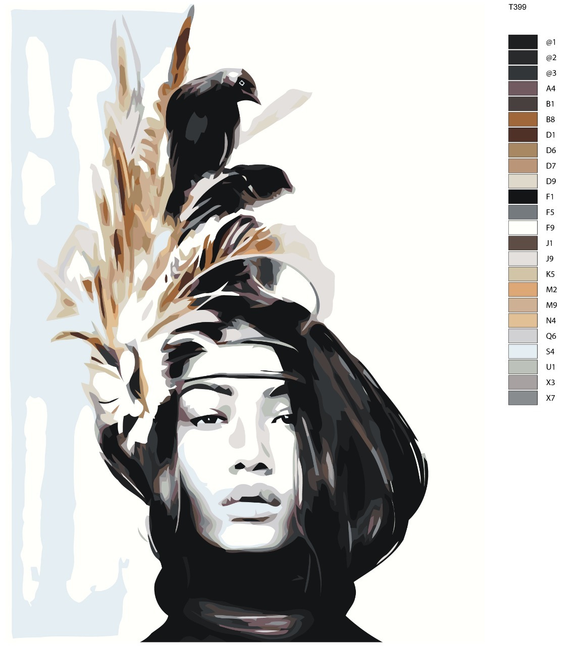 

Картина по номерам BRUSHES-PAINTS Т399, Арт девушки с вороном