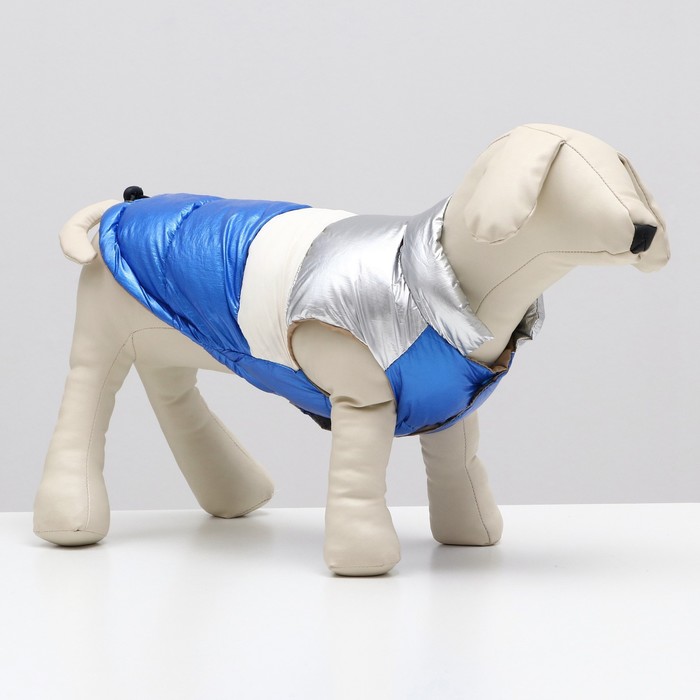 Куртка для собак с утяжкой размер 16, серебряно-синяя