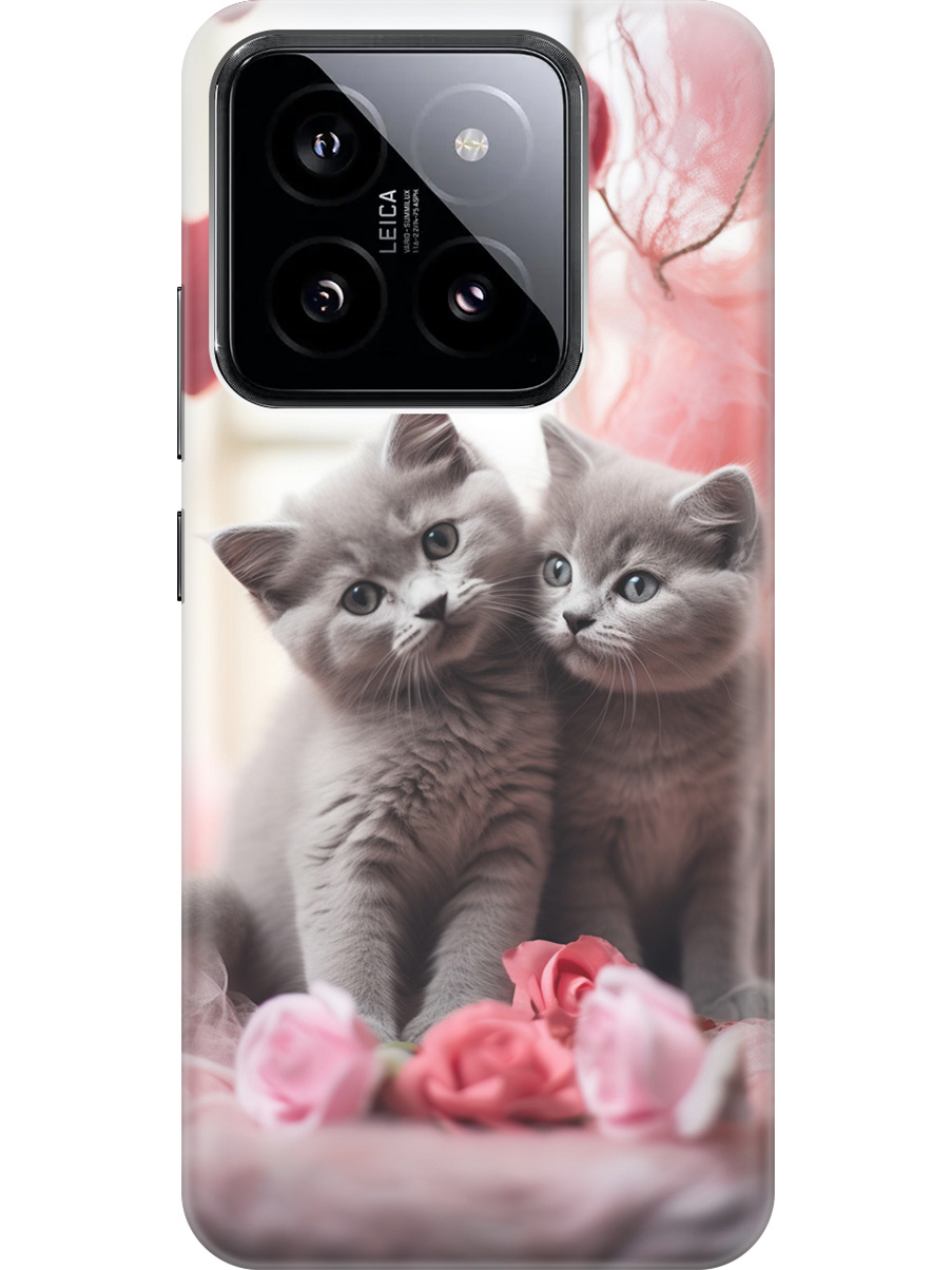 

Силиконовый чехол на Xiaomi 14 с рисунком "Котик и нитки", Красный;серый, 20012083