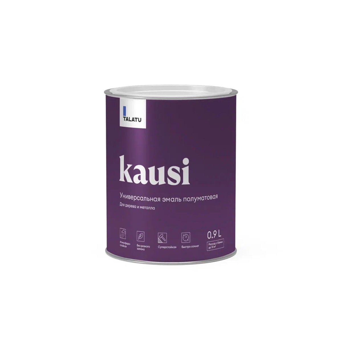 Эмаль универсальная Talatu Kausi, алкидная, полуматовая, база А, белая, 0,9 л алкидная эмаль для радиаторов krafor