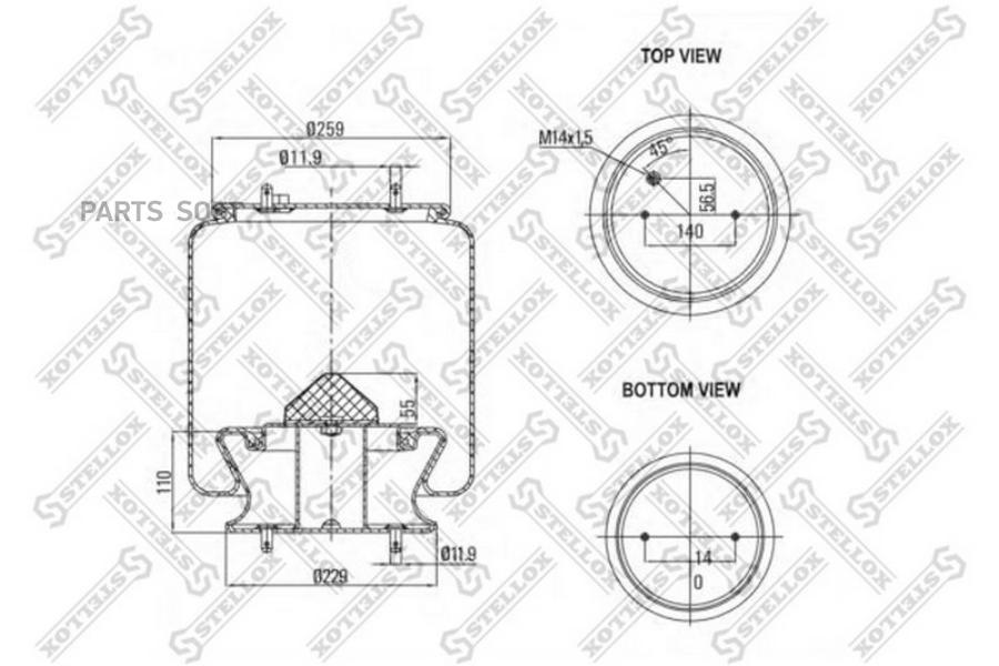 

STELLOX 8400131SX 84-00131-SX_пневмоподушка со стак. Omn Scania 1шт