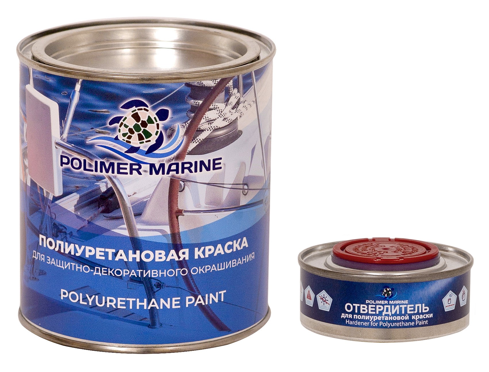Полиуретановая краска серая Polimer Marine Двухкомпонентная 2К необрастающая краска polimer marine