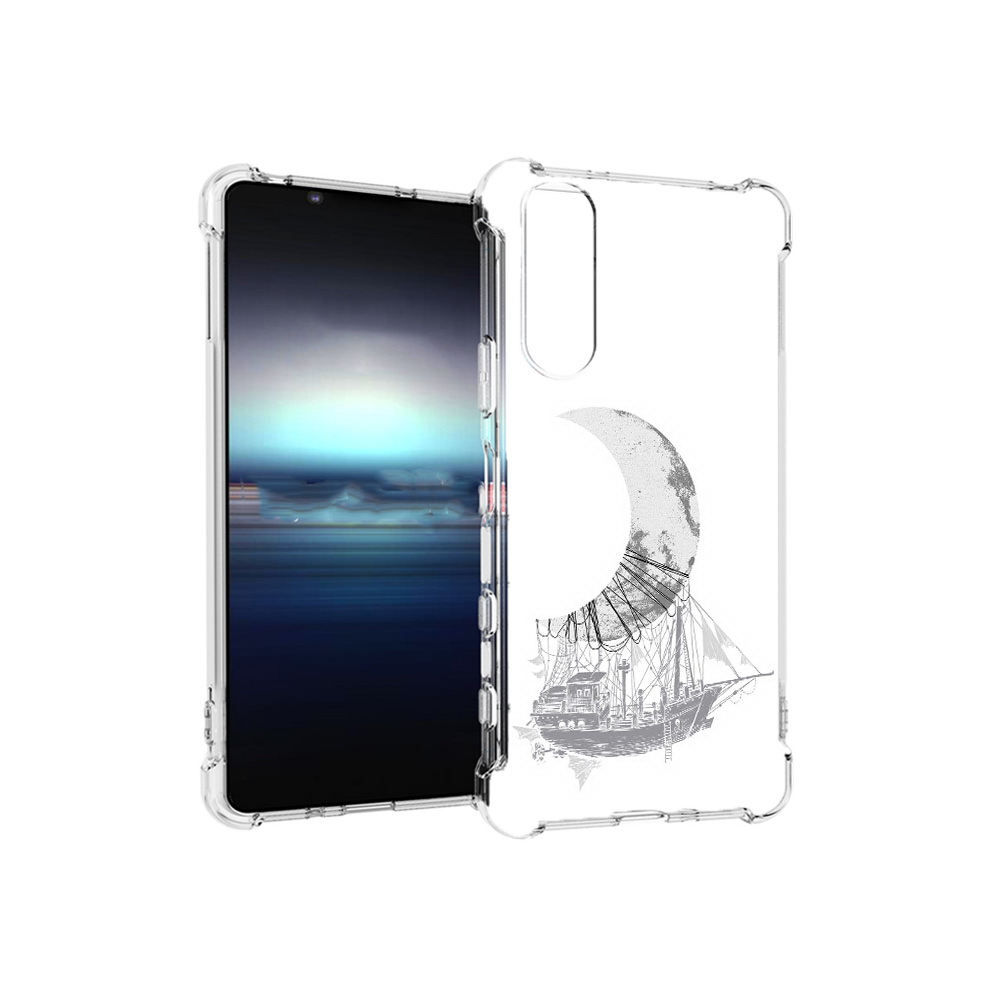 

Чехол MyPads Tocco для Sony Xperia 5 черно белый корабль полумесяц (PT154834.228.684), Прозрачный, Tocco