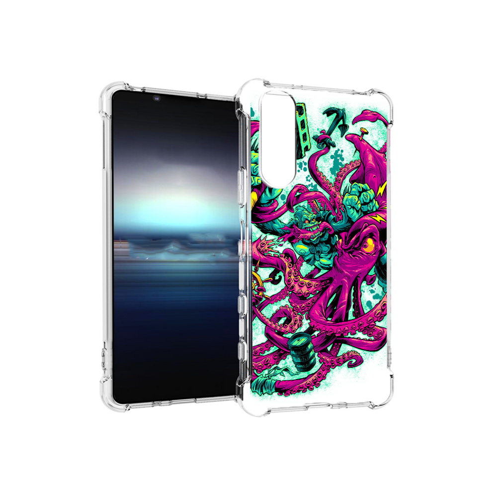 

Чехол MyPads Tocco для Sony Xperia 5 фиолетовый кракен (PT154834.228.657), Прозрачный, Tocco