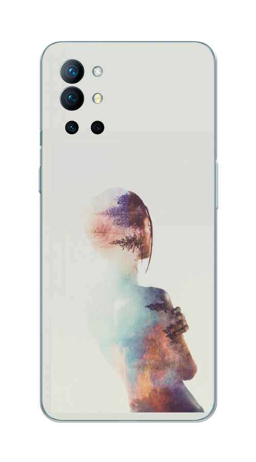 

Чехол на OnePlus 9R "Девушка-лес", Розовый;голубой;серый, 151650-1