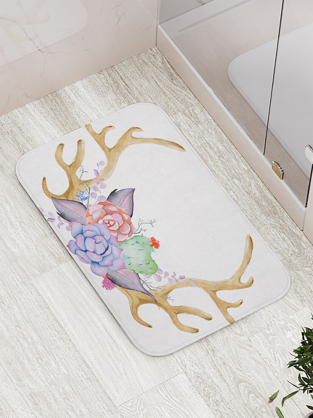 

Коврик противоскользящий JoyArty "Рога достатка" для ванной, сауны, бассейна, 77х52 см, Рога достатка