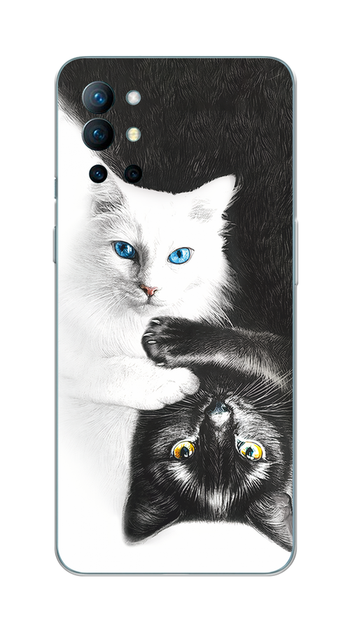 

Чехол на OnePlus 9R "Коты Инь-Янь", Черный;белый;голубой, 151650-1