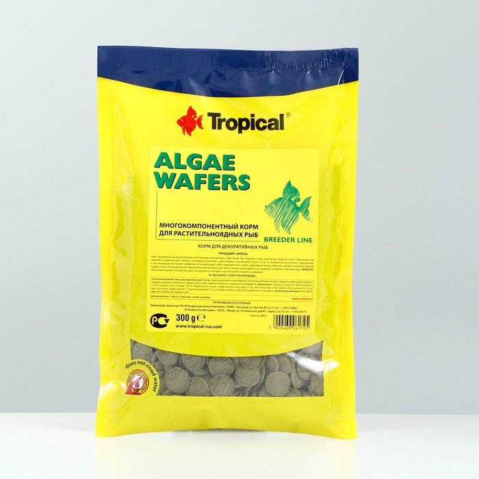 

Корм для аквариумных рыбок Sima-land Algae Wafers, тонущие чипсы, пакет, 300 г
