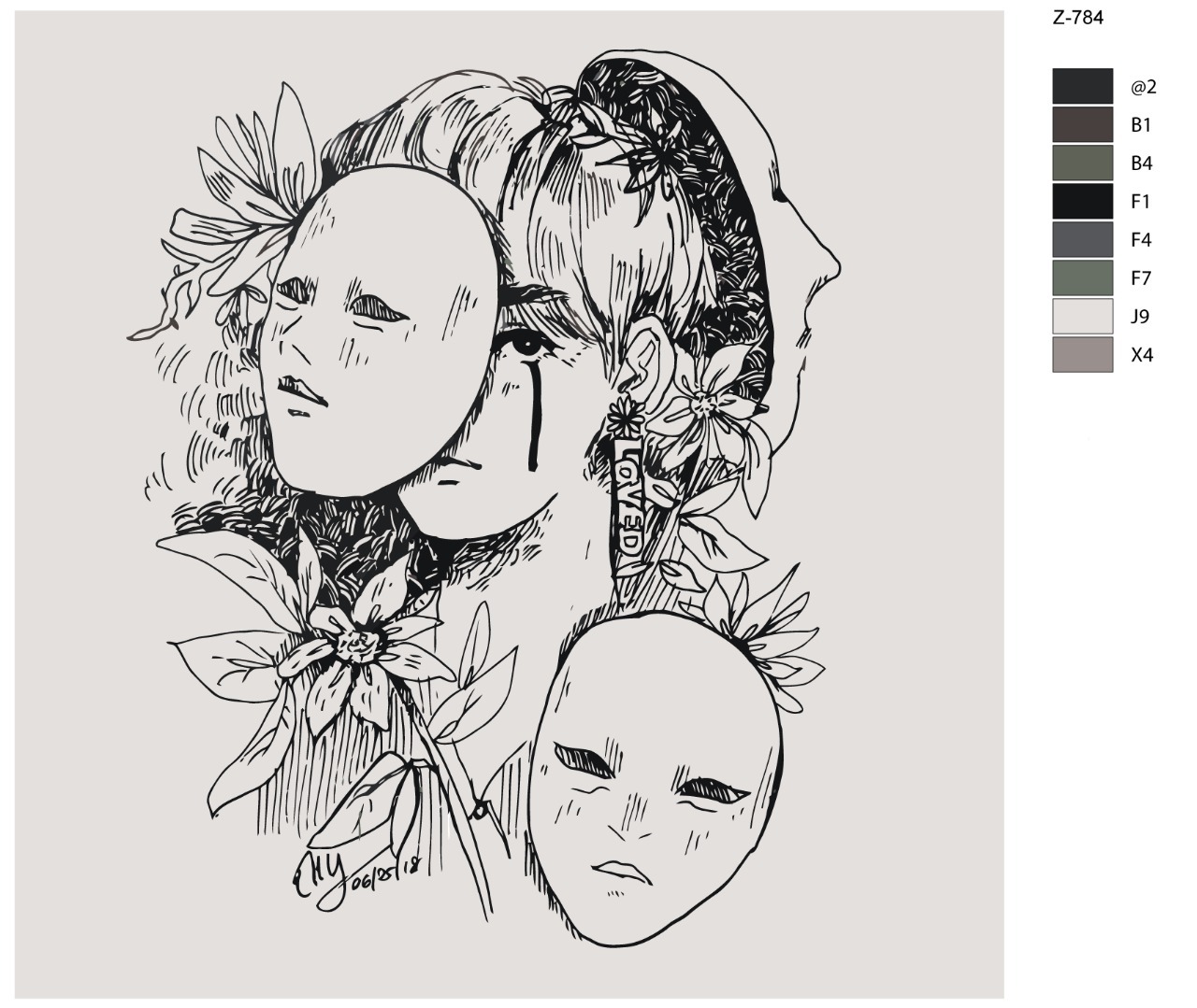 

Картина по номерам BRUSHES-PAINTS Z-784, Скетч. Девушка в масках