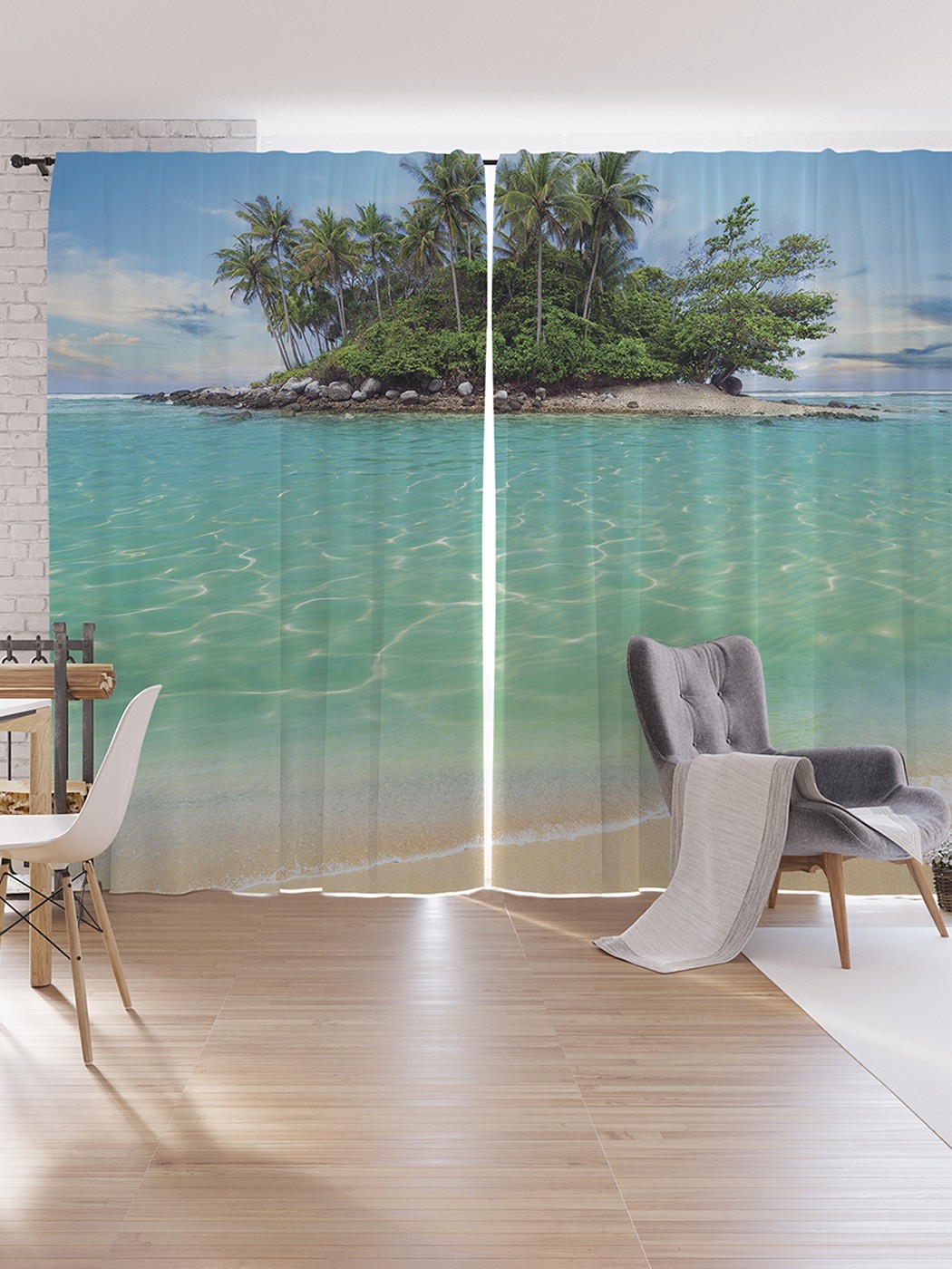 

Шторы под лён JoyArty "Остров в море", серия Oxford DeLux, 340х265 см, Остров в море